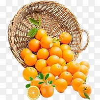 手绘一筐新鲜橙子