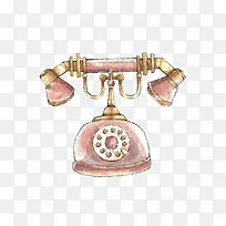 手绘粉色的古老电话