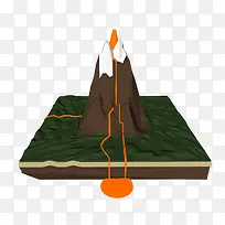 3D立体火山喷发模板png