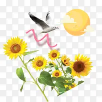 清新手绘水彩花卉小鸟绿叶边框素
