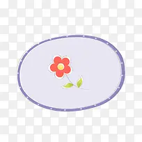 紫色花朵文字框矢量