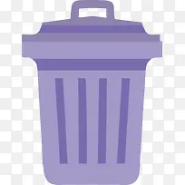 紫色扁平简约垃圾桶