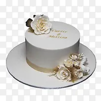 白色玫瑰花蛋糕素材图片