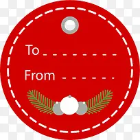 红色圣诞球圆形标签
