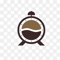创意时钟样式咖啡标志设计图案