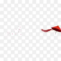 漂浮的红伞  丝带 花瓣