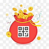 免抠卡通钱袋金币
