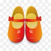 橙黄色矢量渐变小女孩鞋子