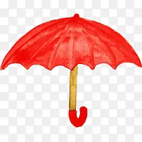 红色水彩雨伞简图