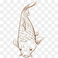 手绘海洋动物锦鲤素材图