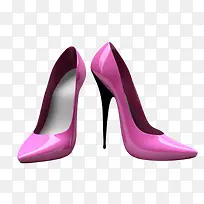 紫色女性一双发亮的包头高跟鞋实