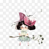 拿树枝的小孩