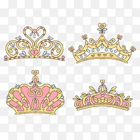 手绘公主王子王冠设计元素