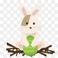 复活节可爱彩蛋小兔子树枝矢量素
