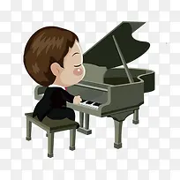 弹钢琴的艺术小男孩