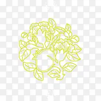 白描十二月份花卉矢量图