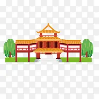 黄色传统院子矢量