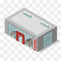 蓝色4S店矢量模型