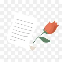 白色信纸与玫瑰花