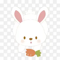 白色手绘兔子元素