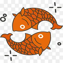 中国风橙色年年有鱼