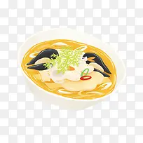 白色圆碗美食元素