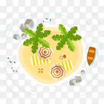 创意夏季度假沙滩俯视图矢量图