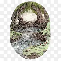 矢量森林插画