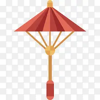 矢量图红色复古雨伞