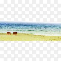 海浪沙滩椰树