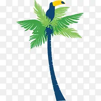 椰子树和鹦鹉