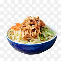 深蓝色碗鸡丝凉面食品餐饮