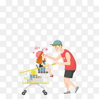 推着妹妹的大哥哥
