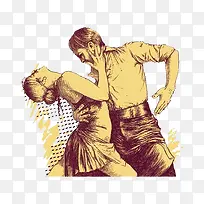 激情澎湃拉丁舞卡通绘画