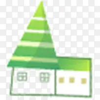 手绘可爱绿色小房子