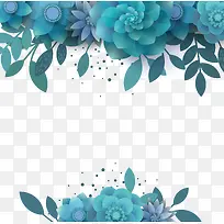 蓝色的鲜花边框矢量图