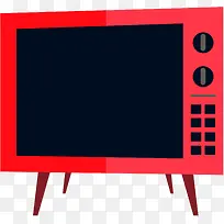 卡通手绘图案 红色 电视机