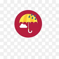 卡通可爱雨天的雨伞图标