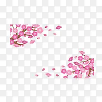 粉红漂浮的浪漫樱花