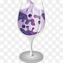 矢量图新鲜蓝莓奶昔
