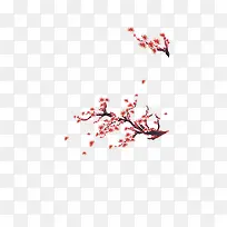 中国风淡雅红色梅花装饰
