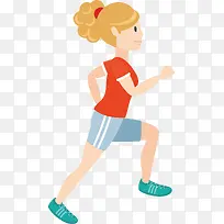 跑步健身主题红衣少女矢量素材