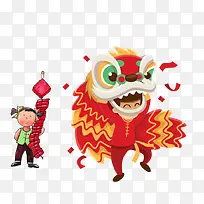 免抠新年装饰物舞狮子