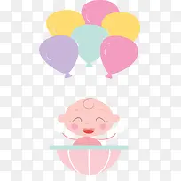 彩色气球束新生婴儿