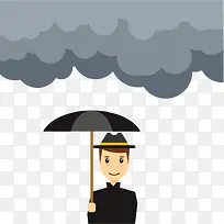 下雨打伞的人免抠图