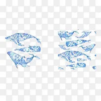 蓝色花卉鲸鱼
