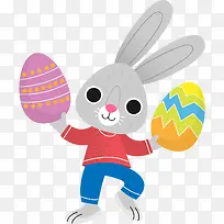 复活节举着彩蛋的兔子
