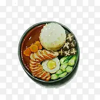 韩式米饭套餐手绘画素材图片