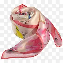 粉色花卉图案丝绸丝巾