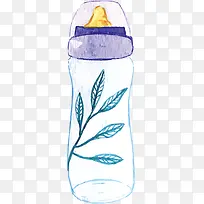 卡通水彩奶瓶插画设计
